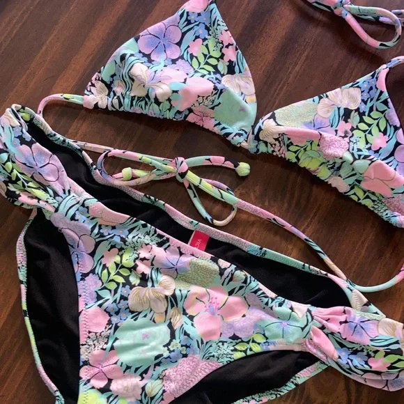 Vintage Victoria Secret Vintage Neon 90s Vibes Tropical 2 Piece Bikini Set - Picture 3 of 6